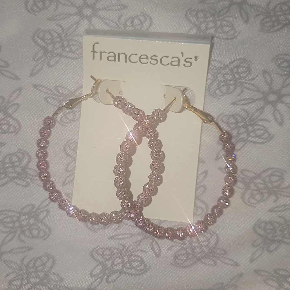 Light purple beaded hoop earrings